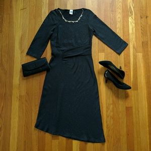 *ANTHROPOLOGIE* Rib knit slim midi black dress
